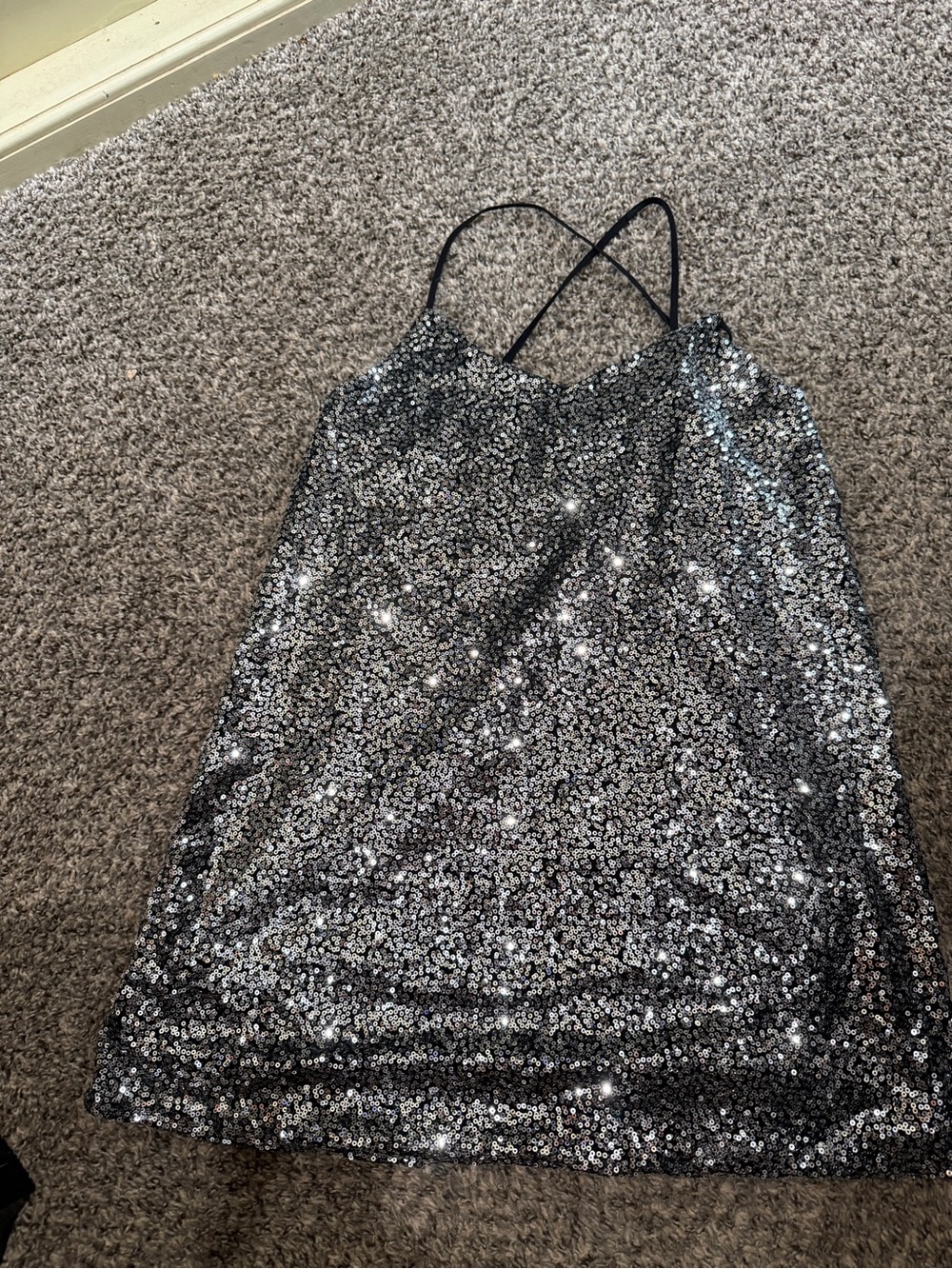 Silver Sequin Cami Slip Dress - Women's Intimates
